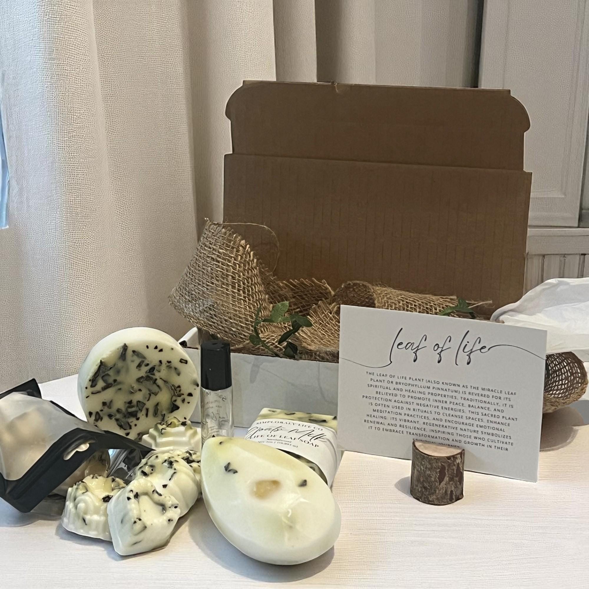 Leaf of Life Goat's Milk Soap Gift Set: Crystal Infused, Aromatherapy Roller - Winterberry Hearth