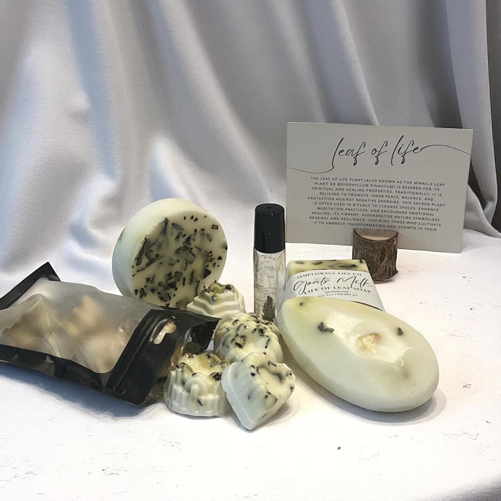 Leaf of Life Goat's Milk Soap Gift Set: Crystal Infused, Aromatherapy Roller - Winterberry Hearth