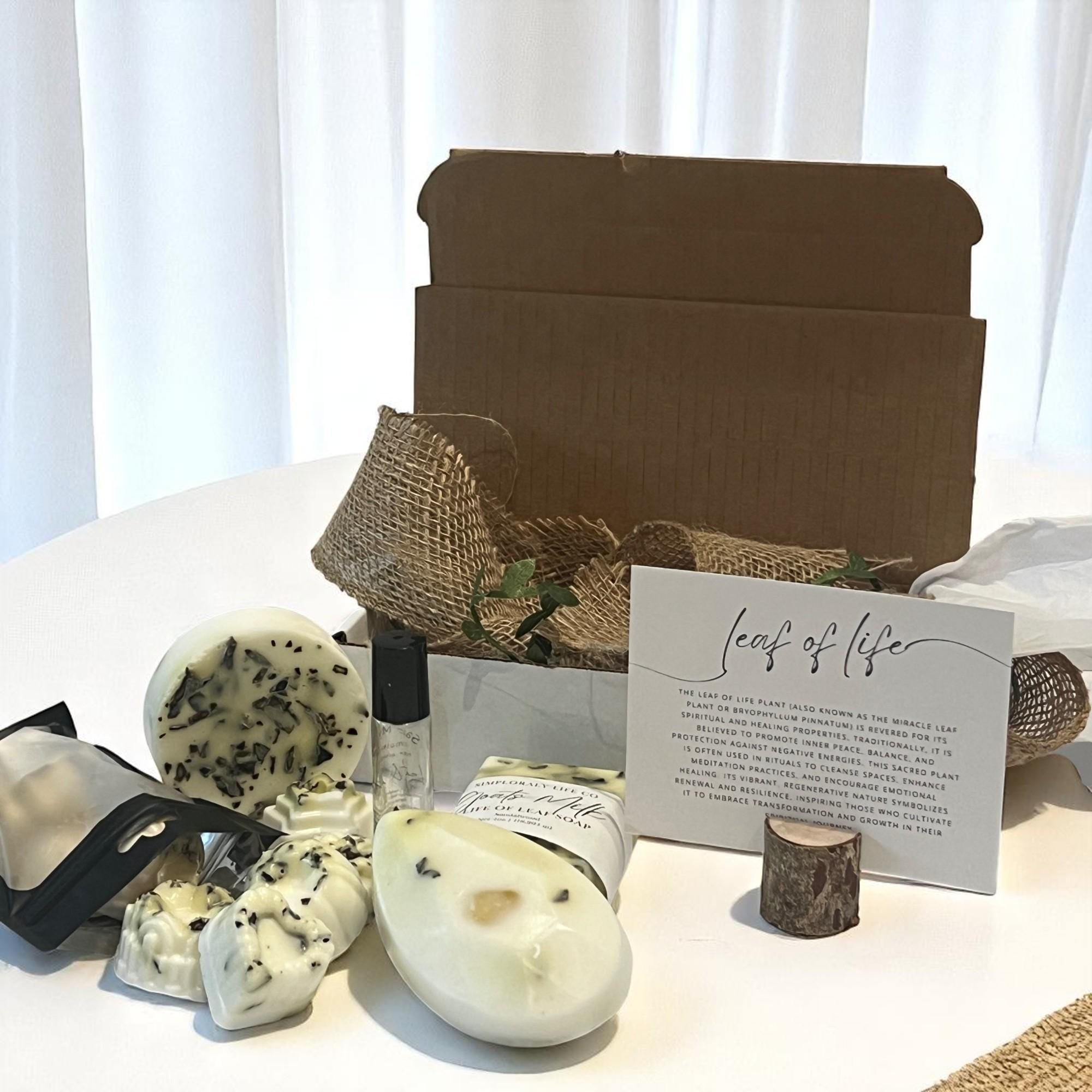 Leaf of Life Goat's Milk Soap Gift Set: Crystal Infused, Aromatherapy Roller - Winterberry Hearth