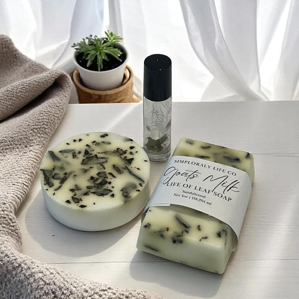 Leaf of Life Ritual Skincare Gift Set: Goats Milk Soap & Aromatherapy Oil - Winterberry Hearth