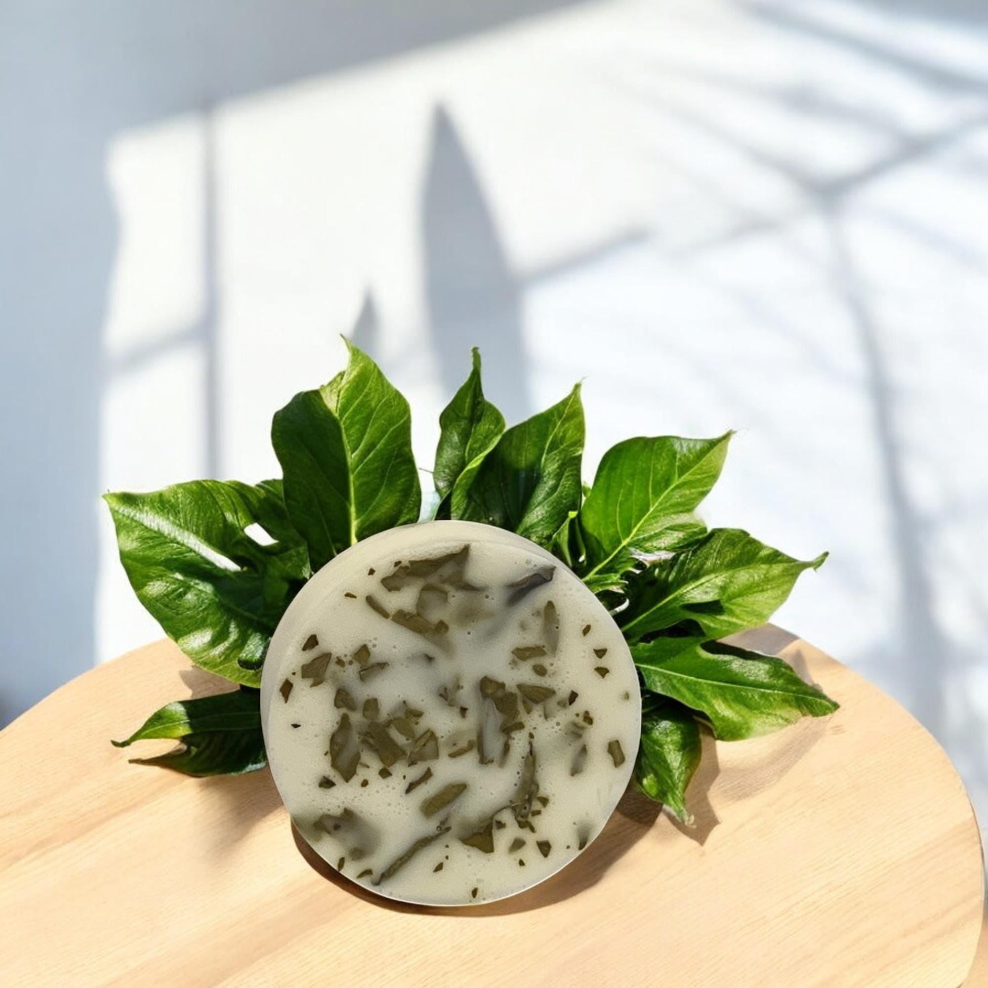Leaf of Life Round Soap Bar: Plant-Based Miracle Leaf Skincare - Winterberry Hearth
