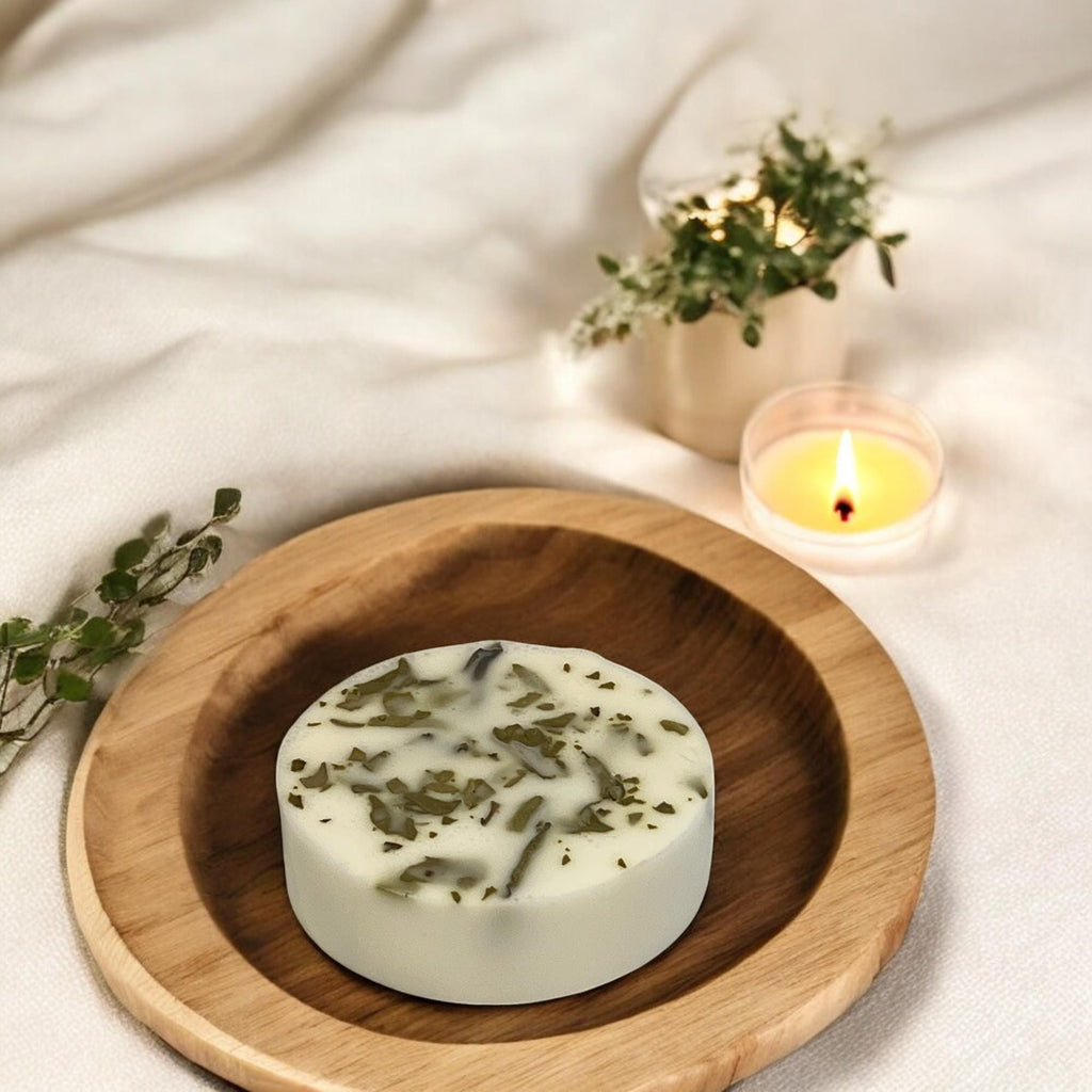 Leaf of Life Round Soap Bar: Plant-Based Miracle Leaf Skincare - Winterberry Hearth