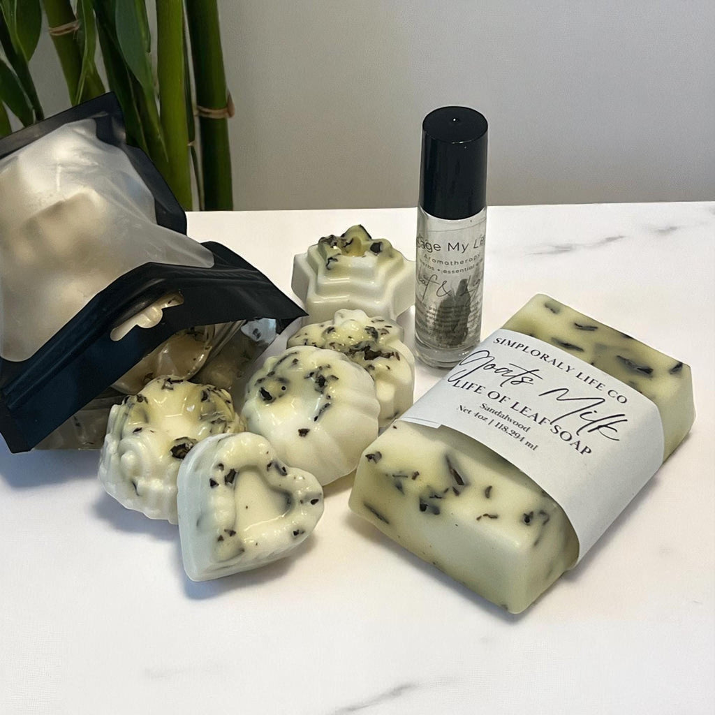 Leaf of Life Soap Ritual Gift Set: Goat Milk Bar, Aromatherapy Oil Kit - Winterberry Hearth
