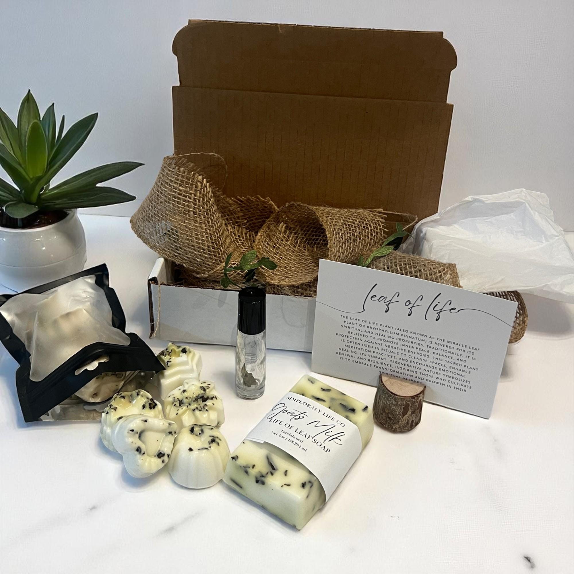 Leaf of Life Soap Ritual Gift Set: Goat Milk Bar, Aromatherapy Oil Kit - Winterberry Hearth