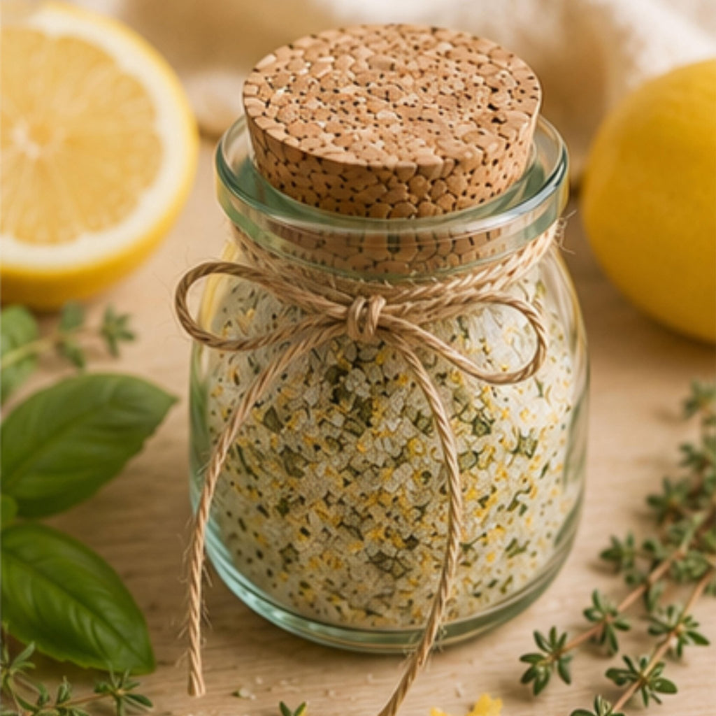 Lemon Basil Herb Salt, Citrus Garden Seasoning Blend, Seafood Chicken Vegetable Spice Dry Rub - Winterberry Hearth