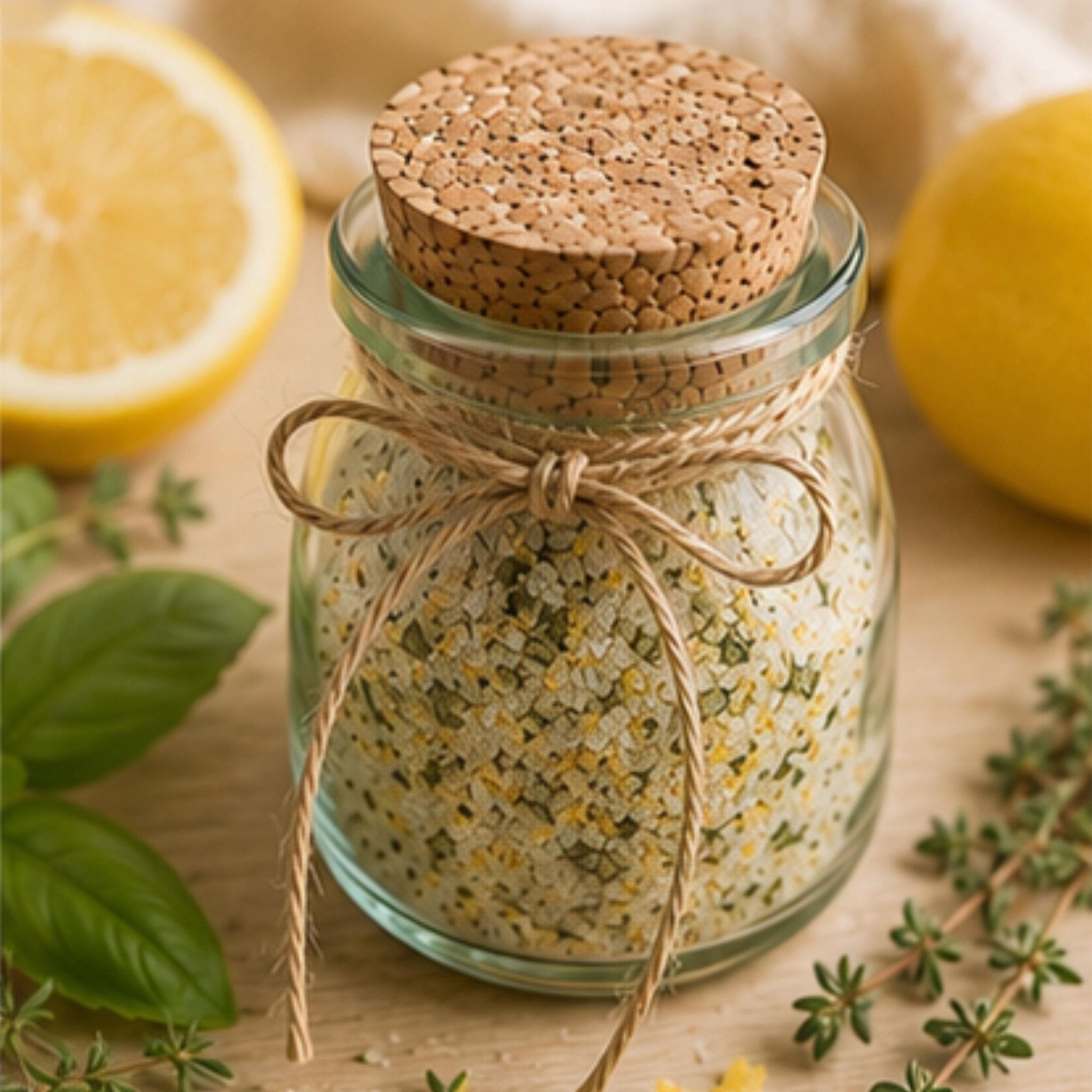 Lemon Basil Herb Salt, Citrus Garden Seasoning Blend, Seafood Chicken Vegetable Spice Dry Rub - Winterberry Hearth