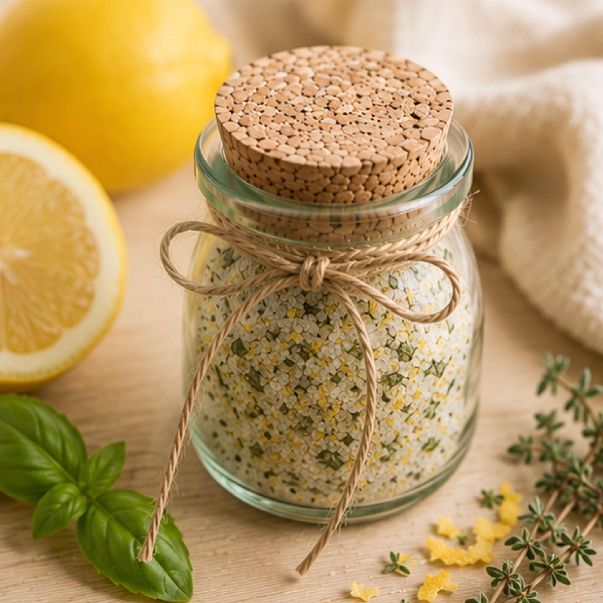 Lemon Basil Herb Salt, Citrus Garden Seasoning Blend, Seafood Chicken Vegetable Spice Dry Rub - Winterberry Hearth