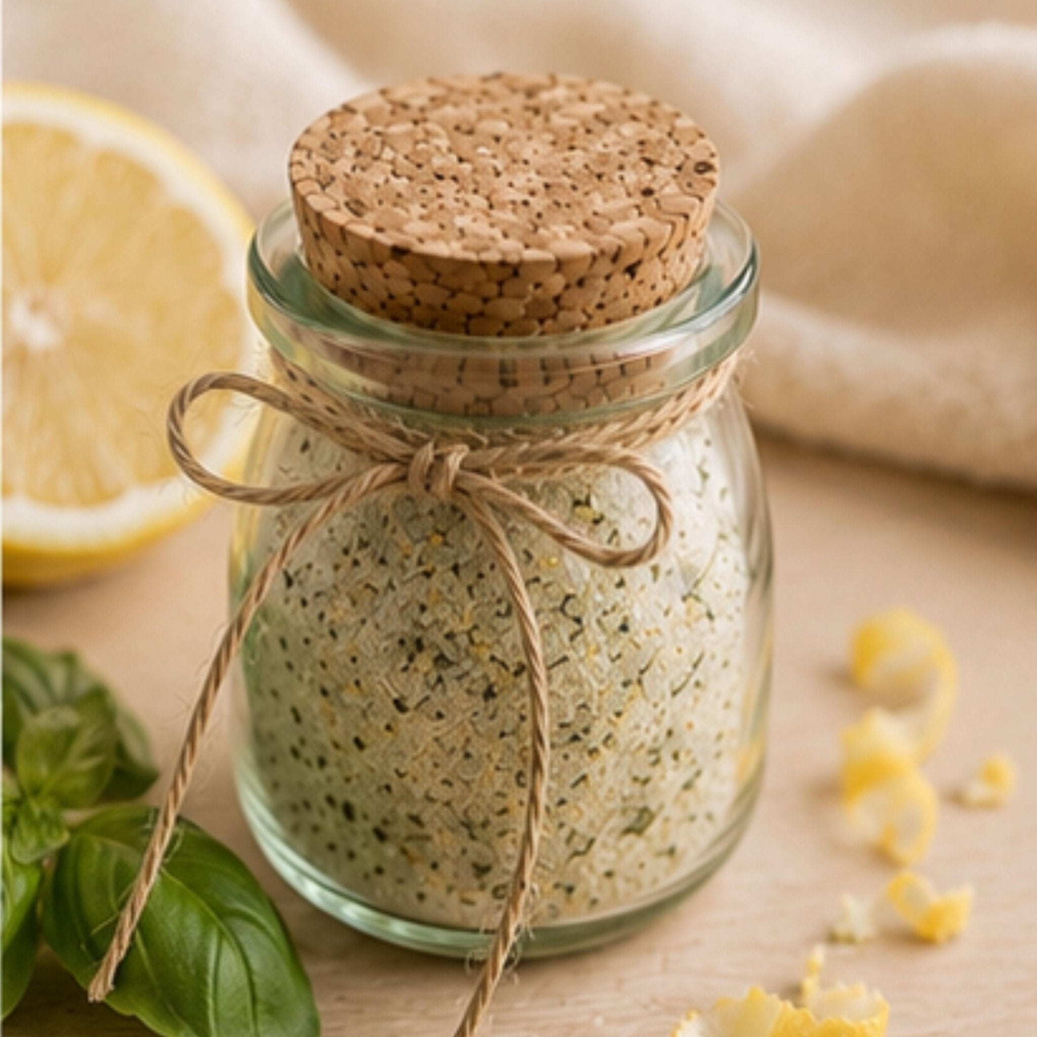 Lemon Basil Salt, Citrus Herb Seasoning, Chicken & Seafood Dry Rub, Vegetable Finishing Spice Mix - Winterberry Hearth
