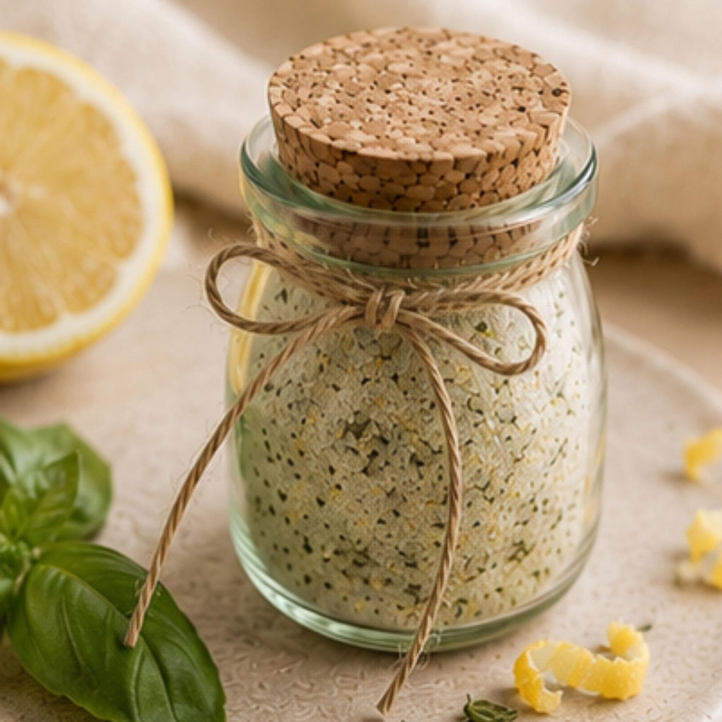 Lemon Basil Salt, Citrus Herb Seasoning, Chicken & Seafood Dry Rub, Vegetable Finishing Spice Mix - Winterberry Hearth