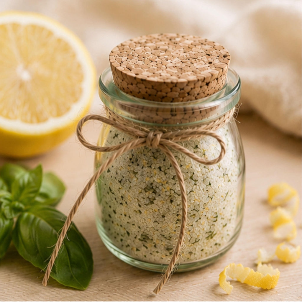 Lemon Basil Salt, Citrus Herb Seasoning, Chicken & Seafood Dry Rub, Vegetable Finishing Spice Mix - Winterberry Hearth