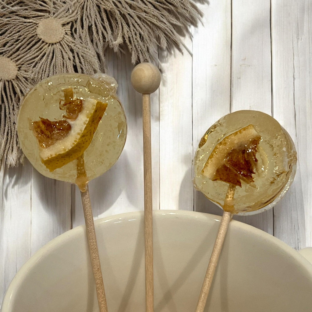 Lemon Herbal Tea Lollipop Stir Sticks: Gourmet Cocktail Sweetener - Winterberry Hearth