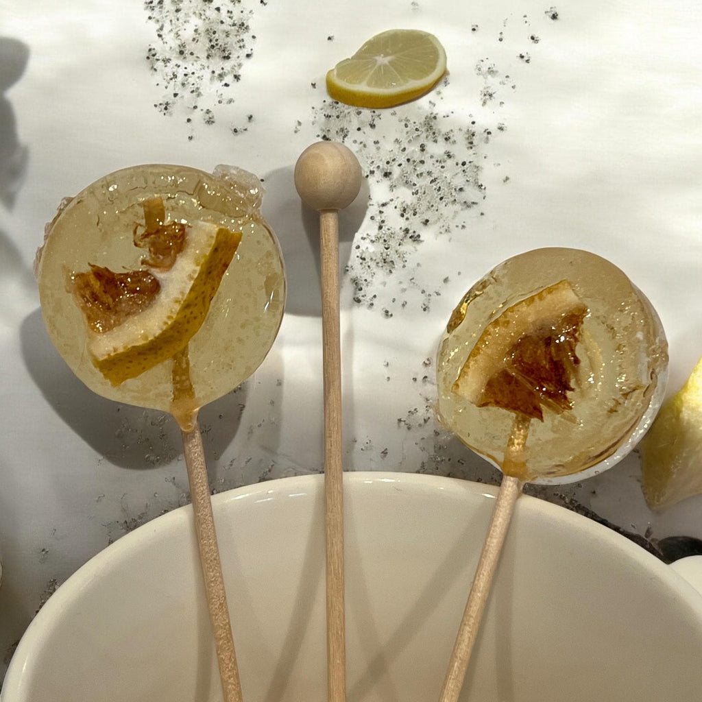 Lemon Herbal Tea Lollipop Stir Sticks: Gourmet Cocktail Sweetener - Winterberry Hearth