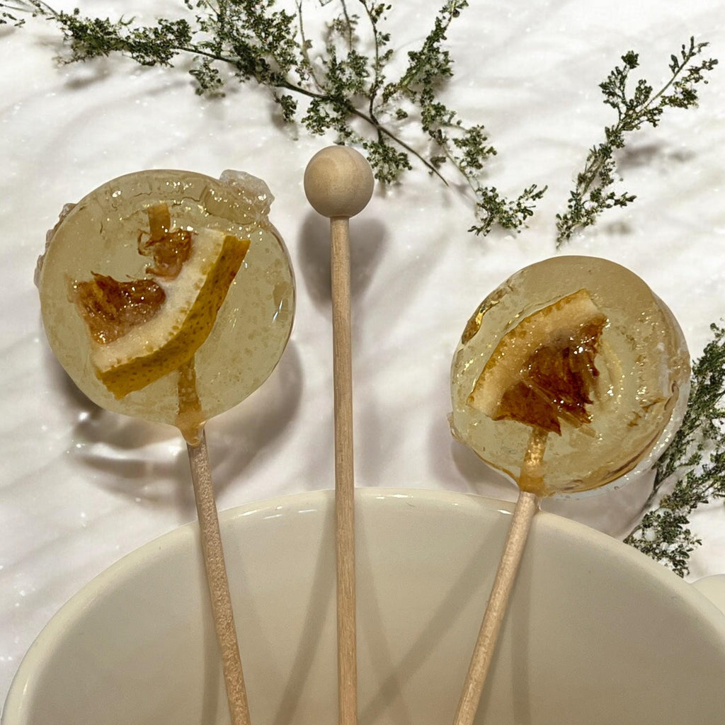 Lemon Herbal Tea Lollipop Stir Sticks: Gourmet Cocktail Sweetener - Winterberry Hearth