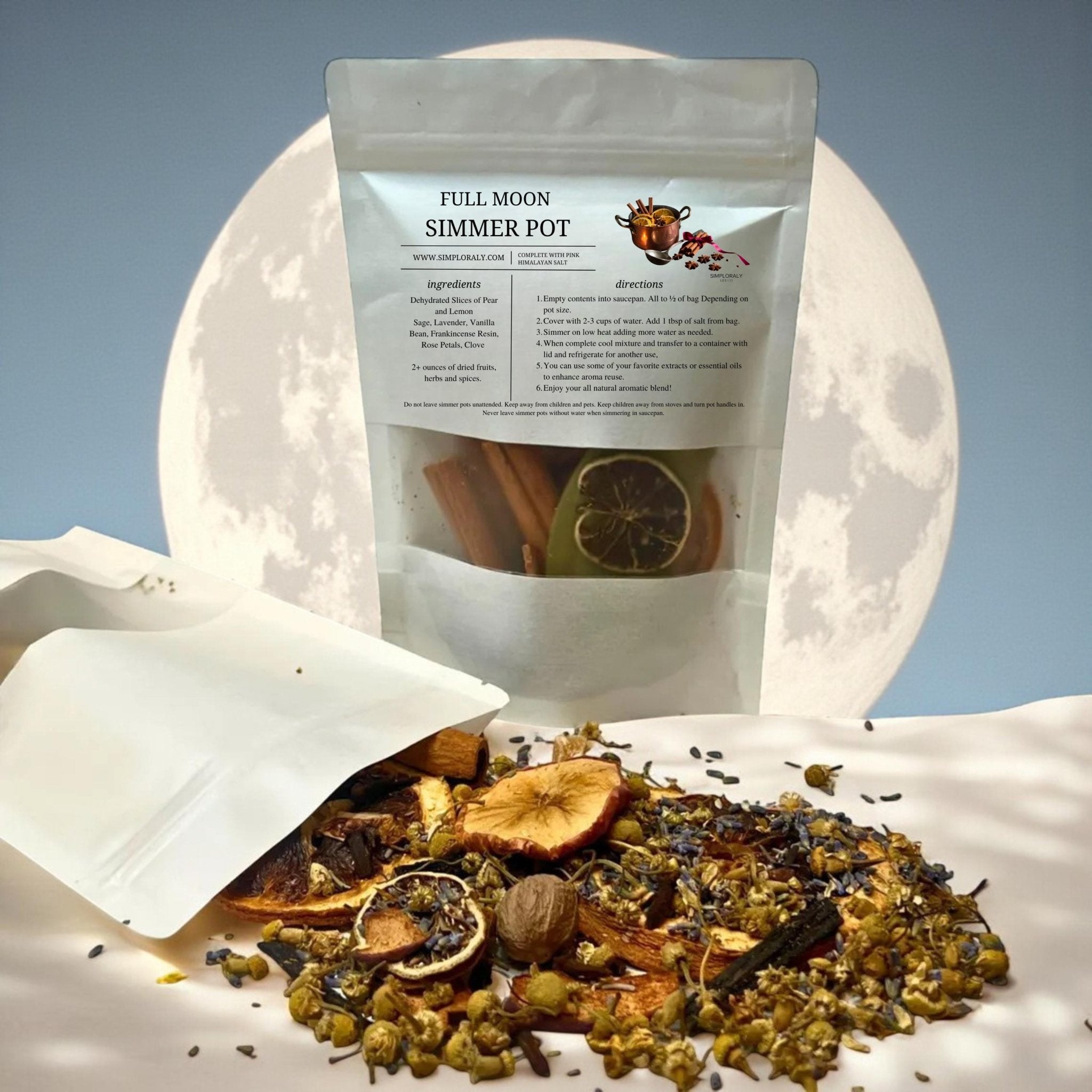 Lunar Simmer Pot Ritual Blend, Full Moon Monthly Intention Stovetop Potpourri - Winterberry Hearth