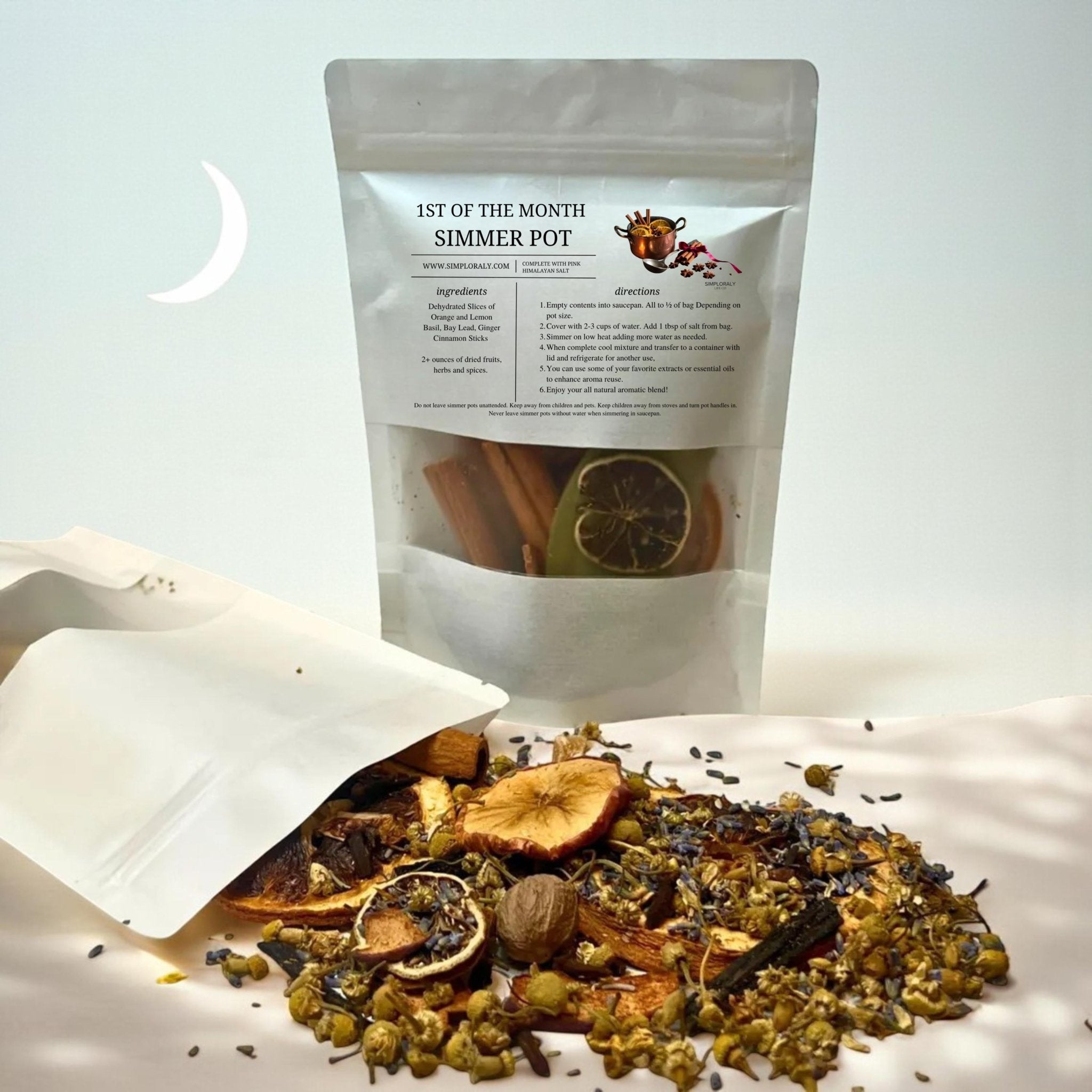 Lunar Simmer Pot Ritual Blend, Full Moon Monthly Intention Stovetop Potpourri - Winterberry Hearth