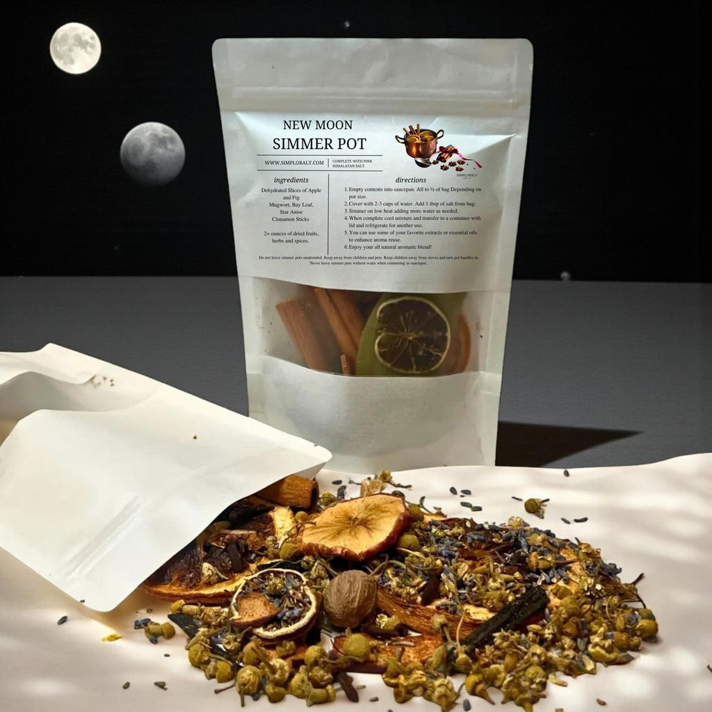 Lunar Simmer Pot Ritual Blend, Full Moon Monthly Intention Stovetop Potpourri - Winterberry Hearth