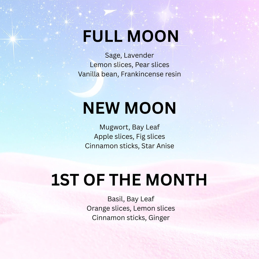 Lunar Simmer Pot Ritual Blend, Full Moon Monthly Intention Stovetop Potpourri - Winterberry Hearth
