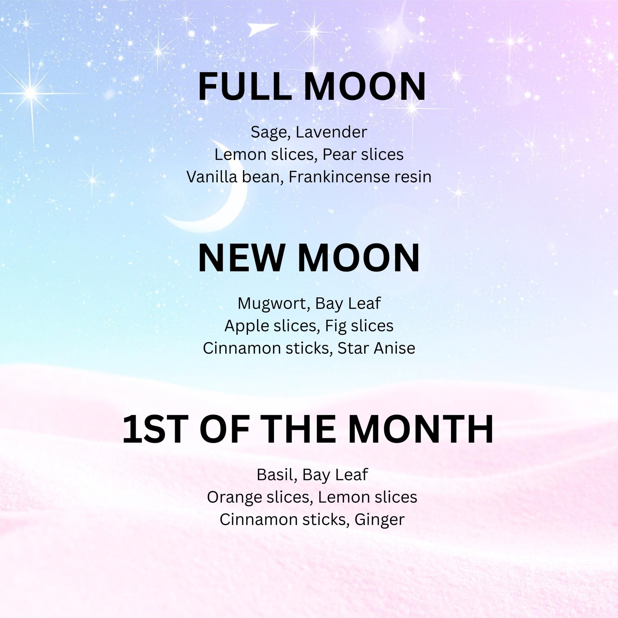 Lunar Simmer Pot Ritual Blend, Full Moon Monthly Intention Stovetop Potpourri - Winterberry Hearth