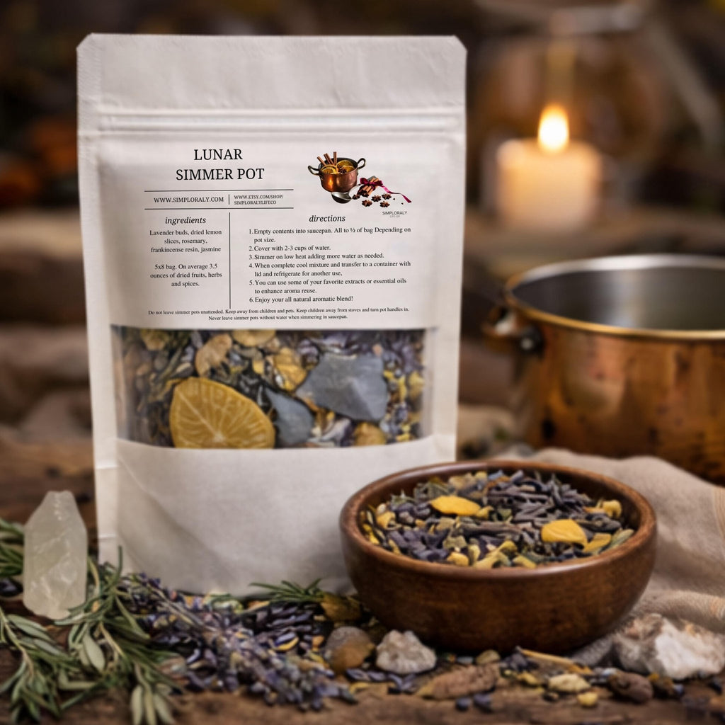 Lunar Simmer Pot Ritual Blend, Full Moon Monthly Intention Stovetop Potpourri - Winterberry Hearth