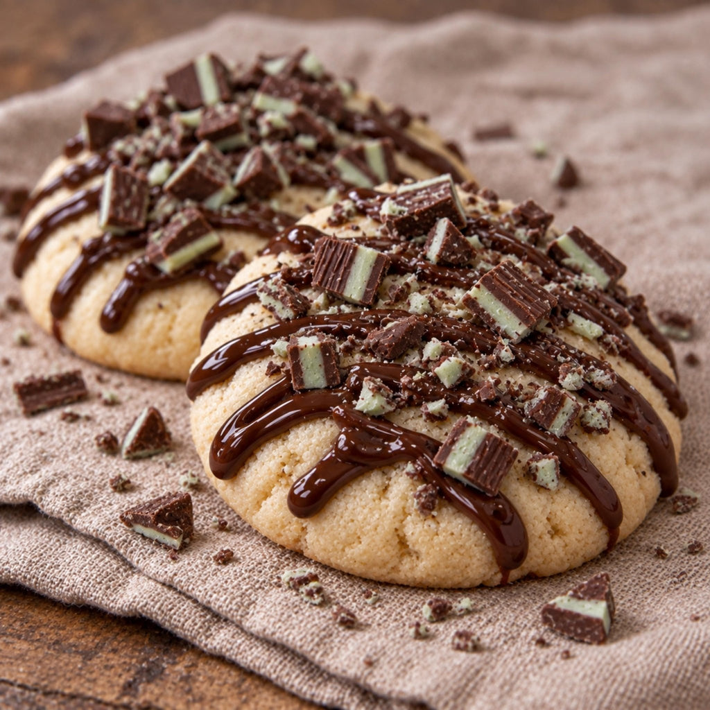 Mint Chocolate Cookies, Holiday Sweets, Christmas Tea Cake Gift, Mint Chunk Treat, Winter Dessert - Winterberry Hearth