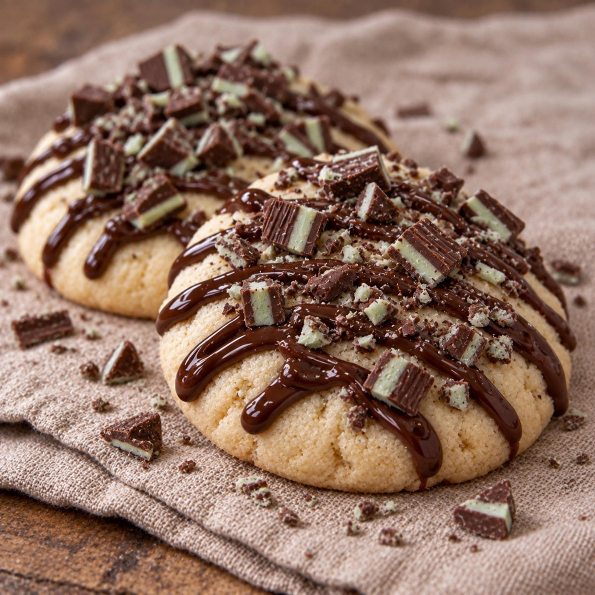 Mint Chocolate Cookies, Holiday Sweets, Christmas Tea Cake Gift, Mint Chunk Treat, Winter Dessert - Winterberry Hearth