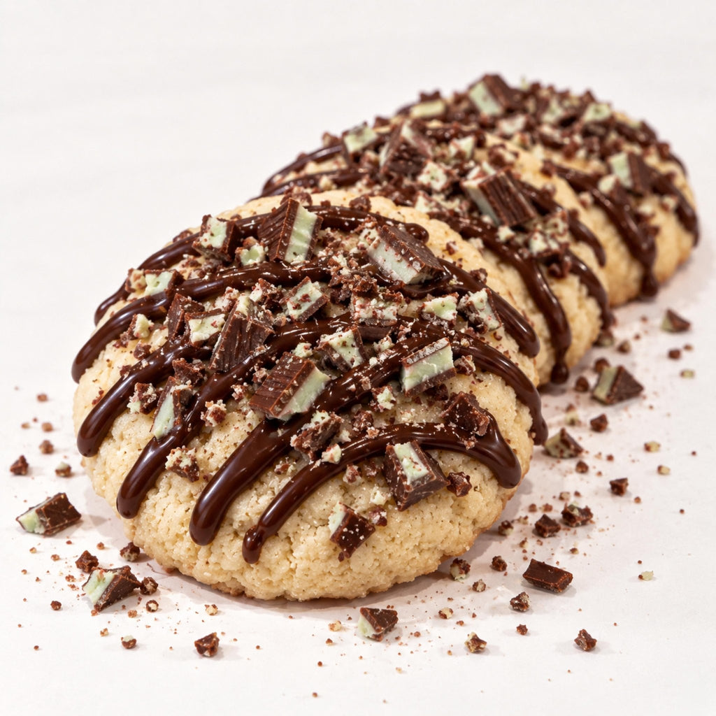 Mint Chocolate Cookies, Holiday Sweets, Christmas Tea Cake Gift, Mint Chunk Treat, Winter Dessert - Winterberry Hearth