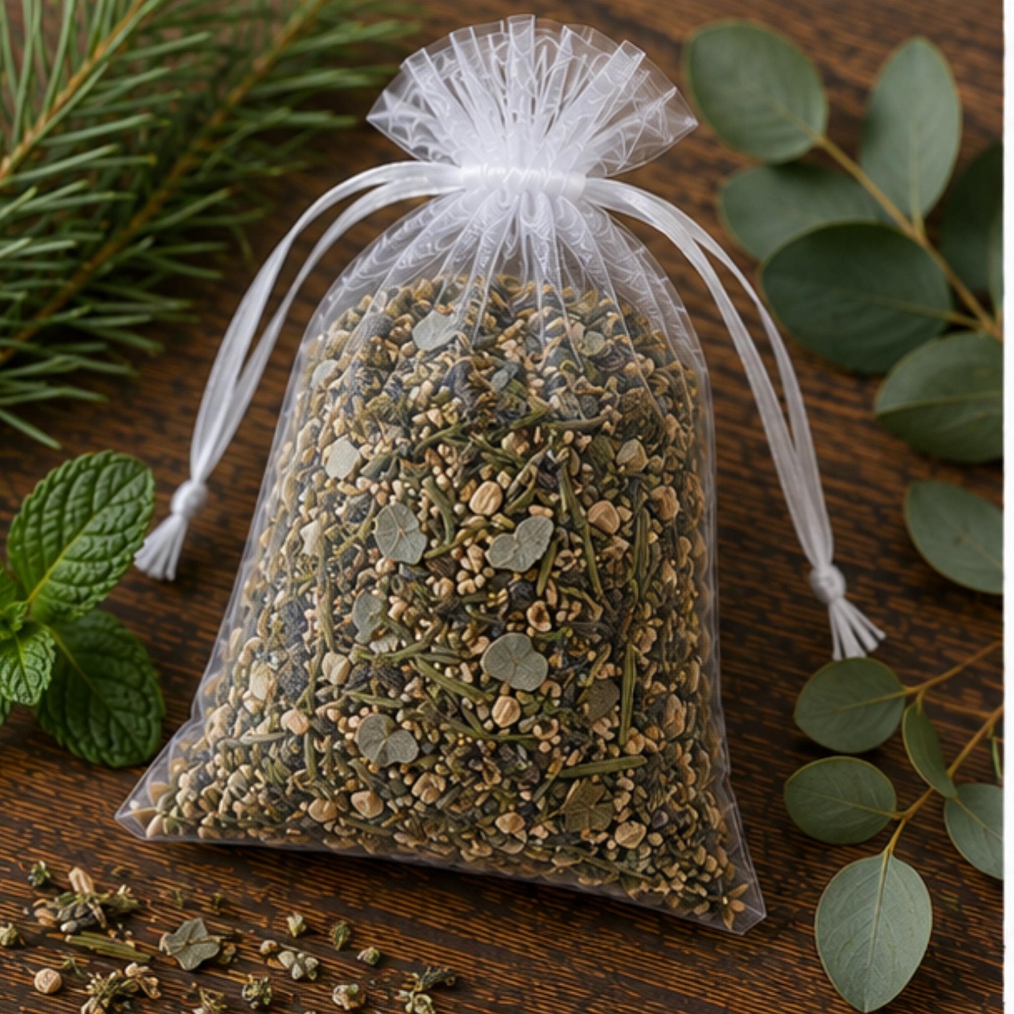 Mint Evergreen Home Fragrance Sachet, Frosted Forest Potpourri Bag, Pine Eucalyptus, Woodland Gift - Winterberry Hearth