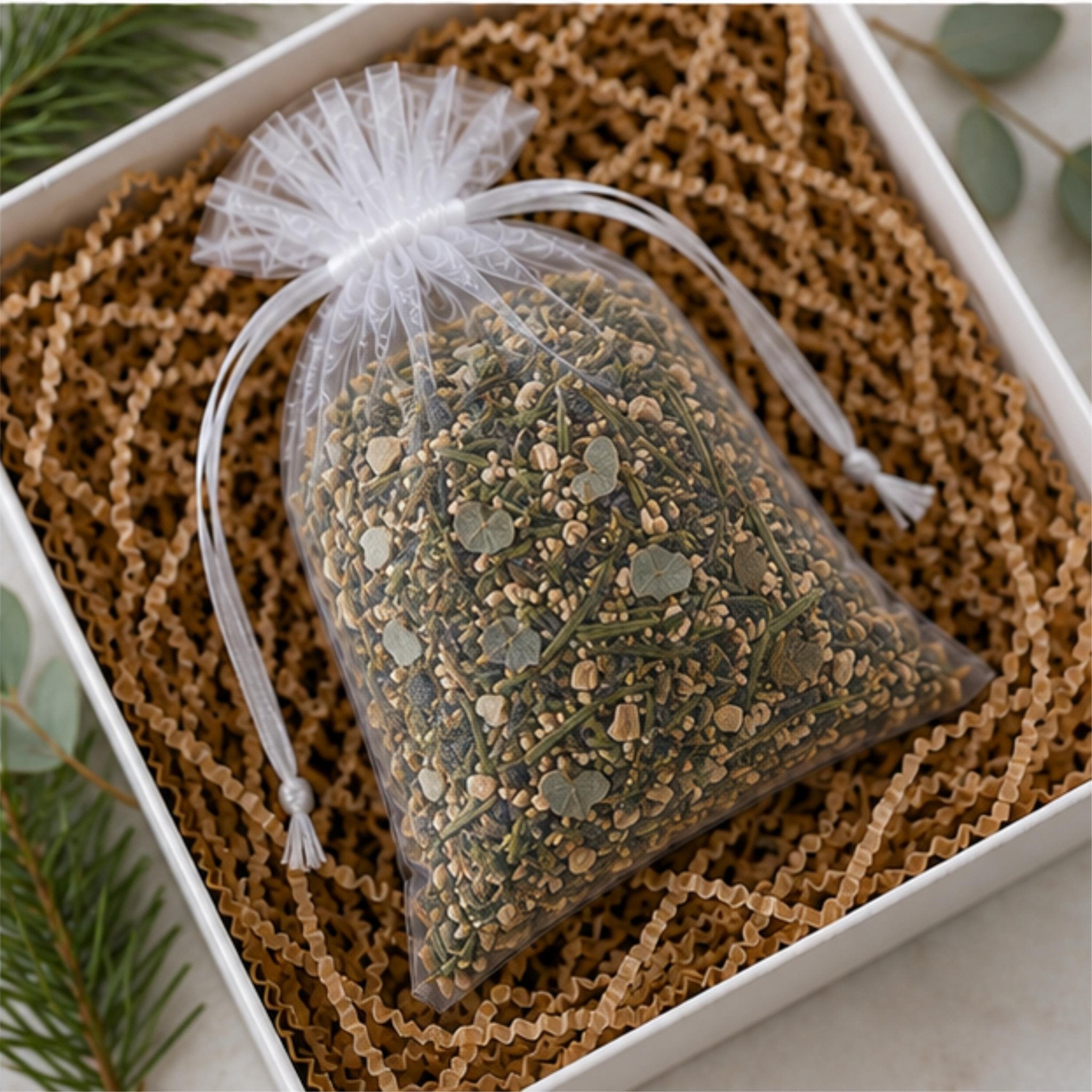 Mint Evergreen Home Fragrance Sachet, Frosted Forest Potpourri Bag, Pine Eucalyptus, Woodland Gift - Winterberry Hearth