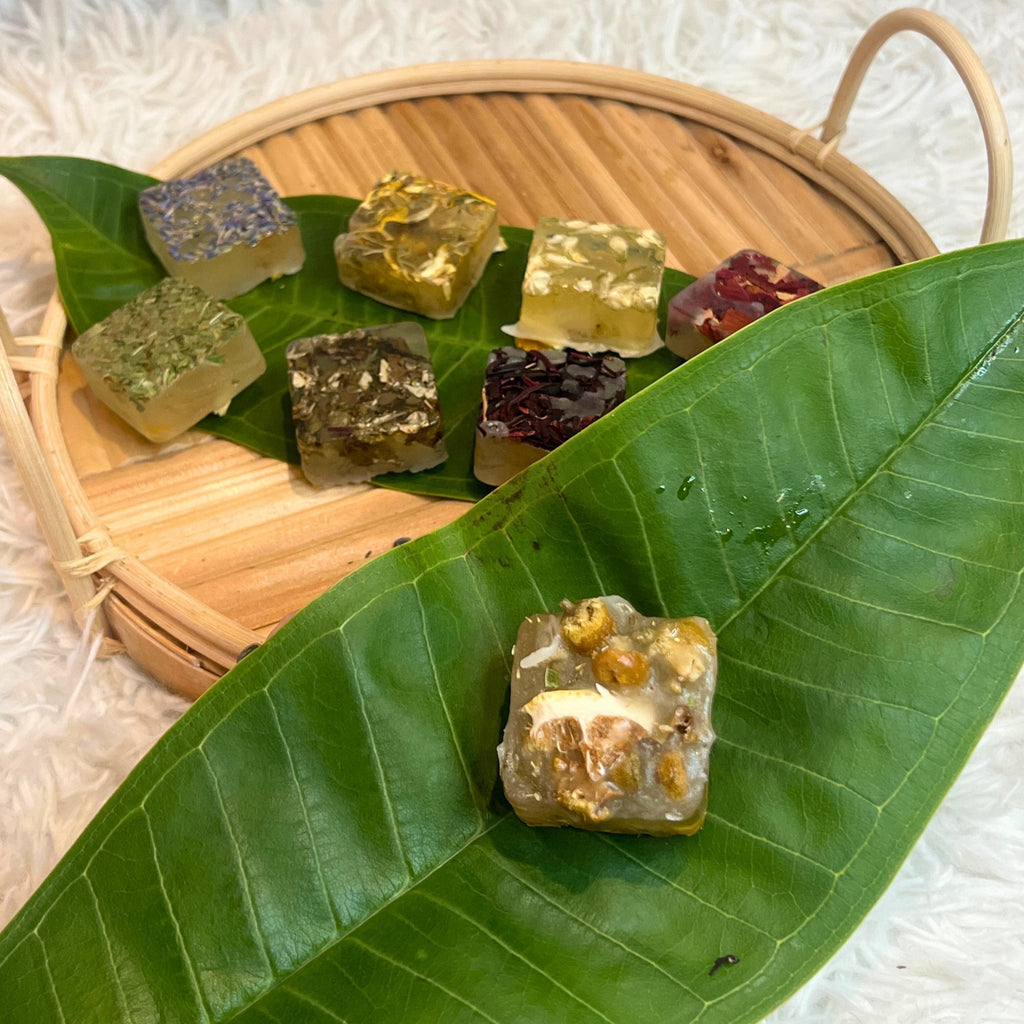 Mint Herbal Tea Bombs, Floral Tea Sugar Candy Cubes Beverage Sweetener - Winterberry Hearth
