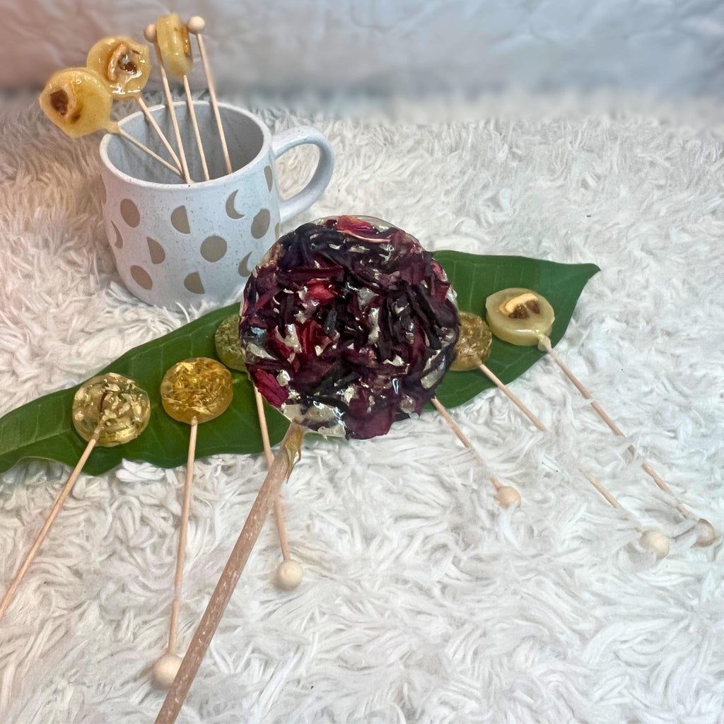 Mint Herbal Tea Lollipop: Natural Tea Stir Stick Candy - Winterberry Hearth