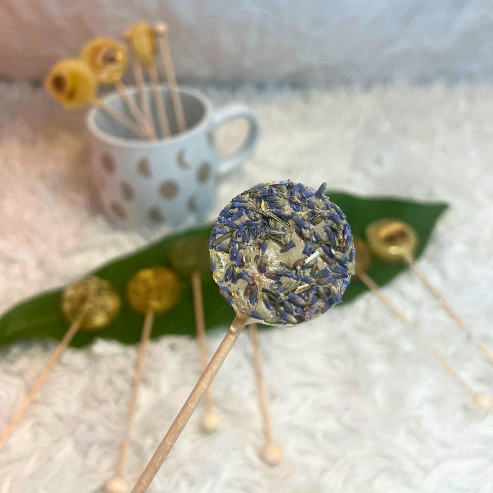 Mint Herbal Tea Lollipop: Natural Tea Stir Stick Candy - Winterberry Hearth