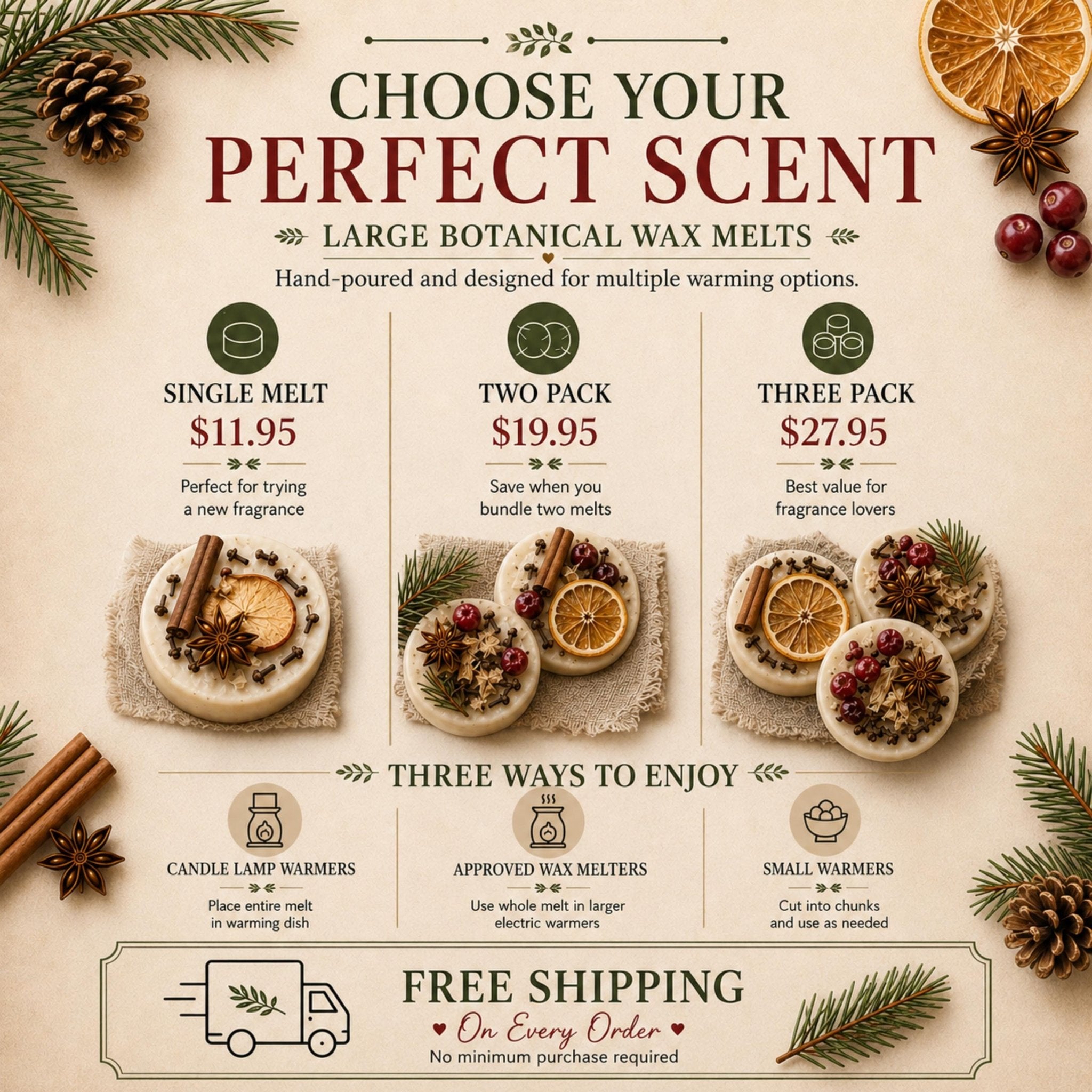 Mulled Wine & Spice Wax Tart, Wickless Candle Melt for Lamp Warmer - Winterberry Hearth