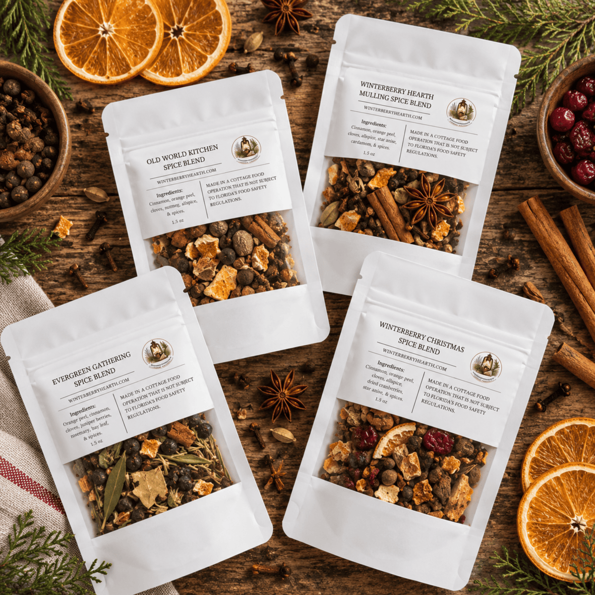 Mulling Spice Collection, Mulled Wine Drink Set, Apple Cider Kit - Winterberry Hearth