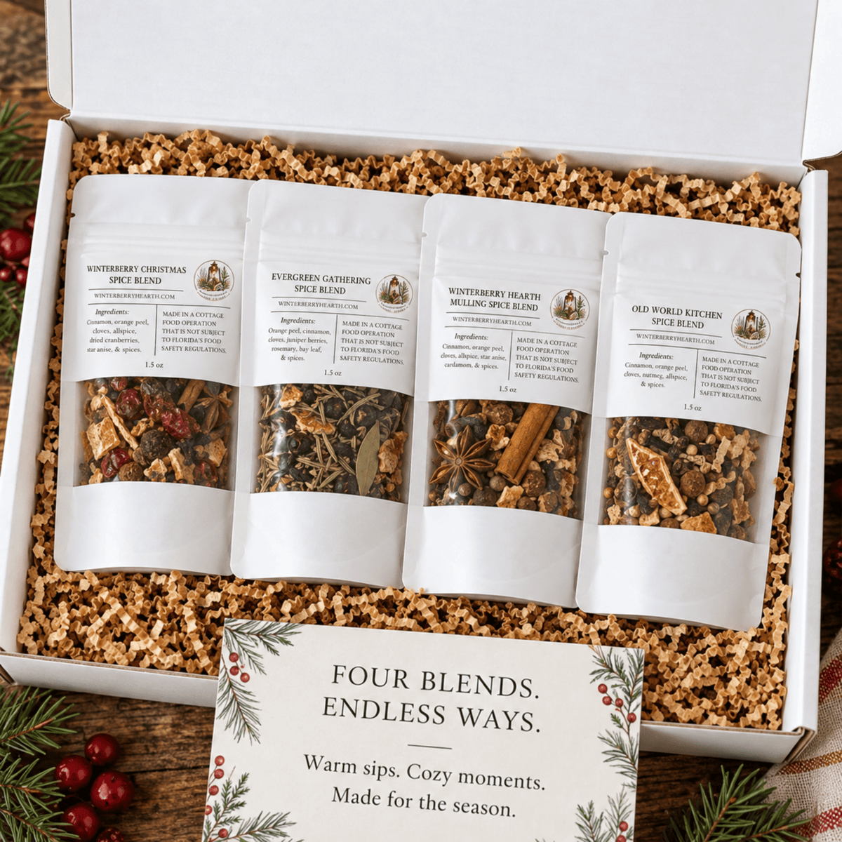 Mulling Spice Collection, Mulled Wine Drink Set, Apple Cider Kit - Winterberry Hearth