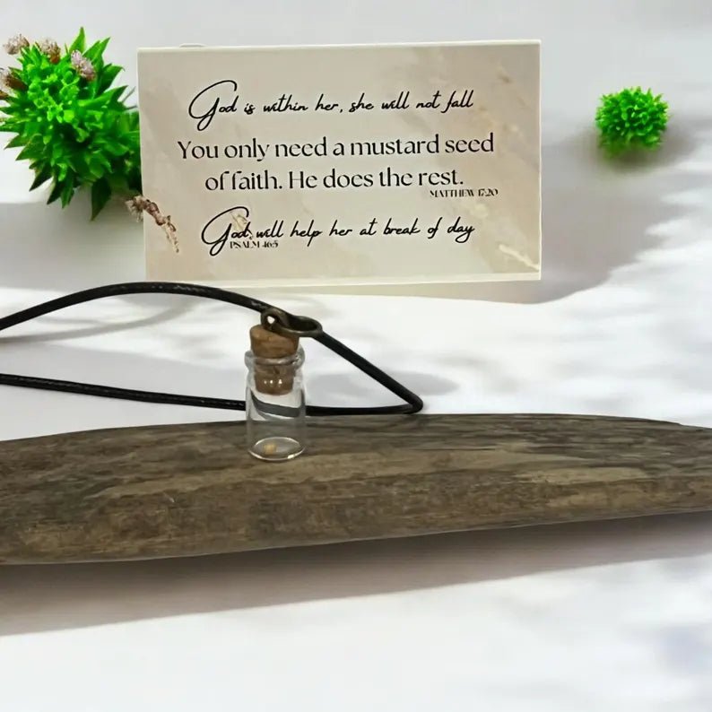 Mustard Seed of Faith Necklace, Scripture Jewelry Gift for Women - Winterberry Hearth