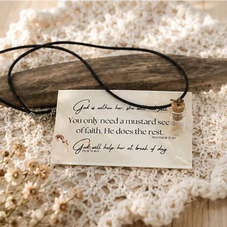 Mustard Seed of Faith Necklace, Scripture Jewelry Gift for Women - Winterberry Hearth