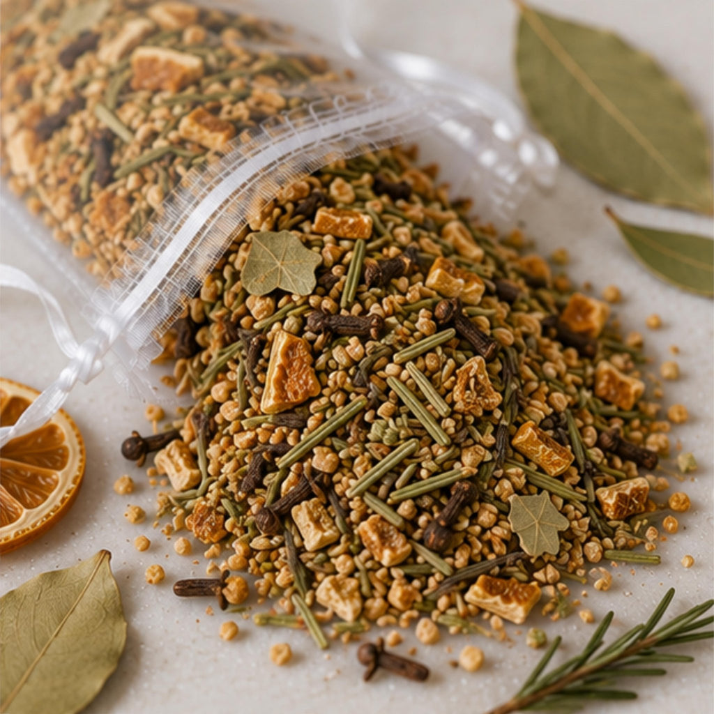 Old World Christmas Sachet, Botanical Home Fragrance, Orange Clove Rosemary, Winter Aromatherapy Gift - Winterberry Hearth