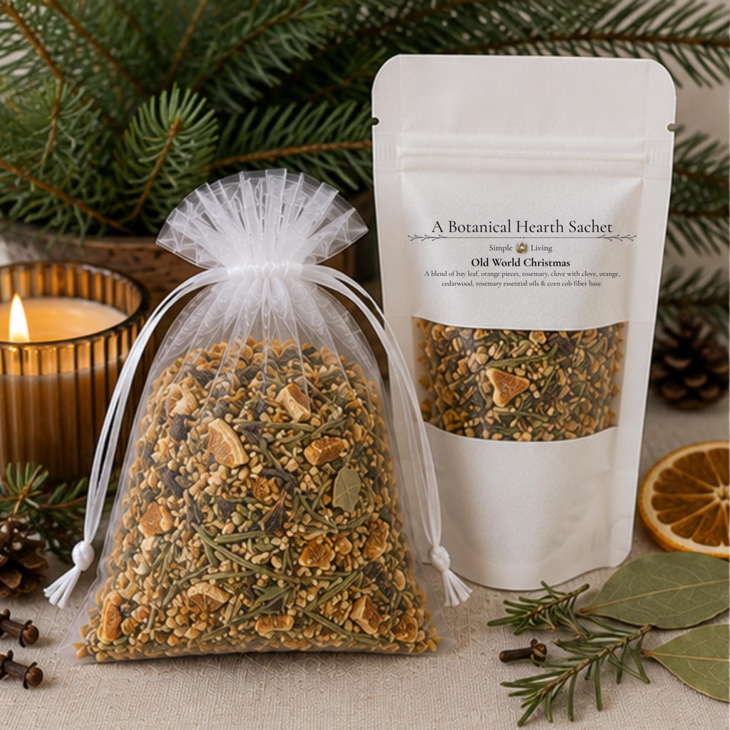 Old World Christmas Sachet, Botanical Home Fragrance, Orange Clove Rosemary, Winter Aromatherapy Gift - Winterberry Hearth