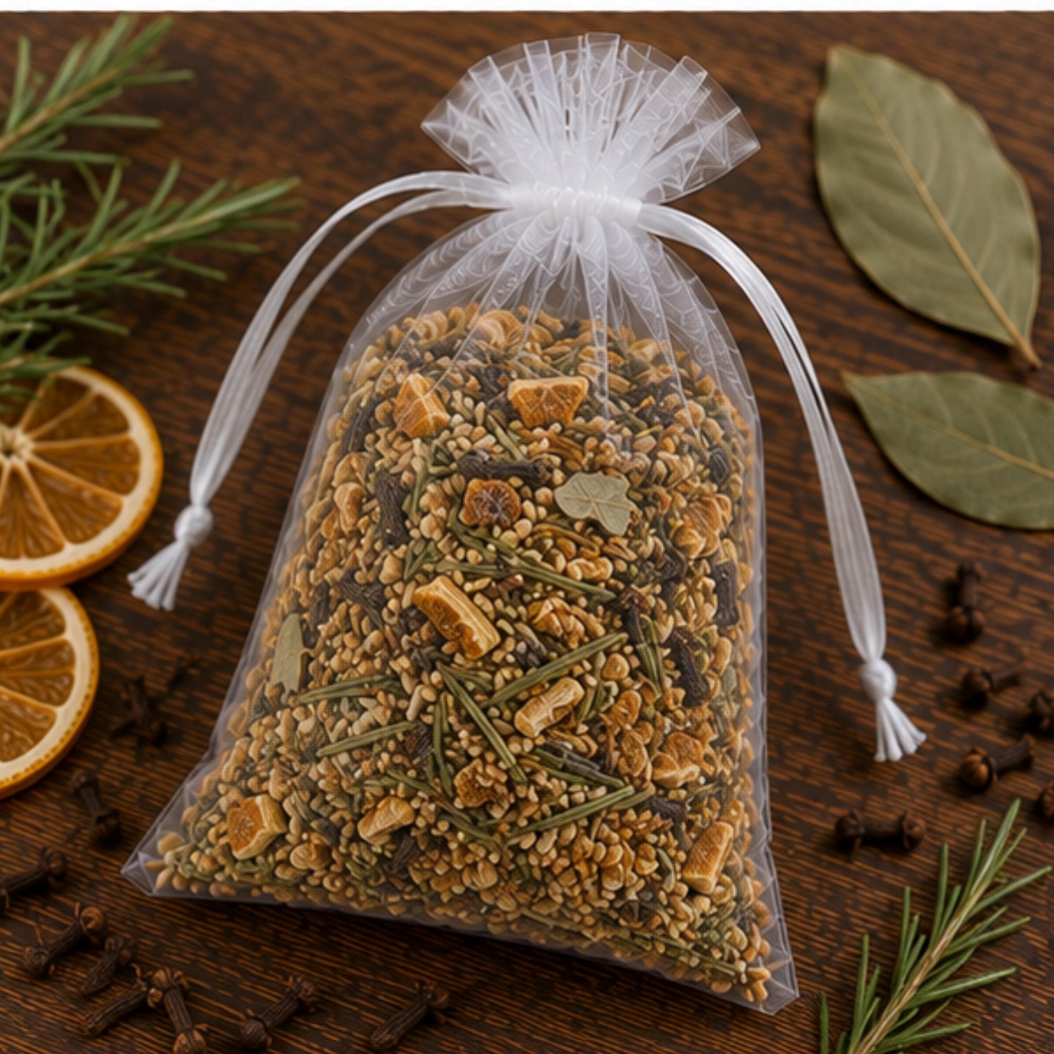 Old World Christmas Sachet, Botanical Home Fragrance, Orange Clove Rosemary, Winter Aromatherapy Gift - Winterberry Hearth