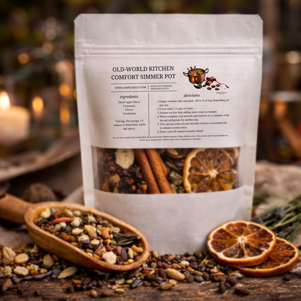 Old World Kitchen Comfort Simmer Pot, Cozy Hearth Blend, Warm Herbal Stovetop Potpourri - Winterberry Hearth
