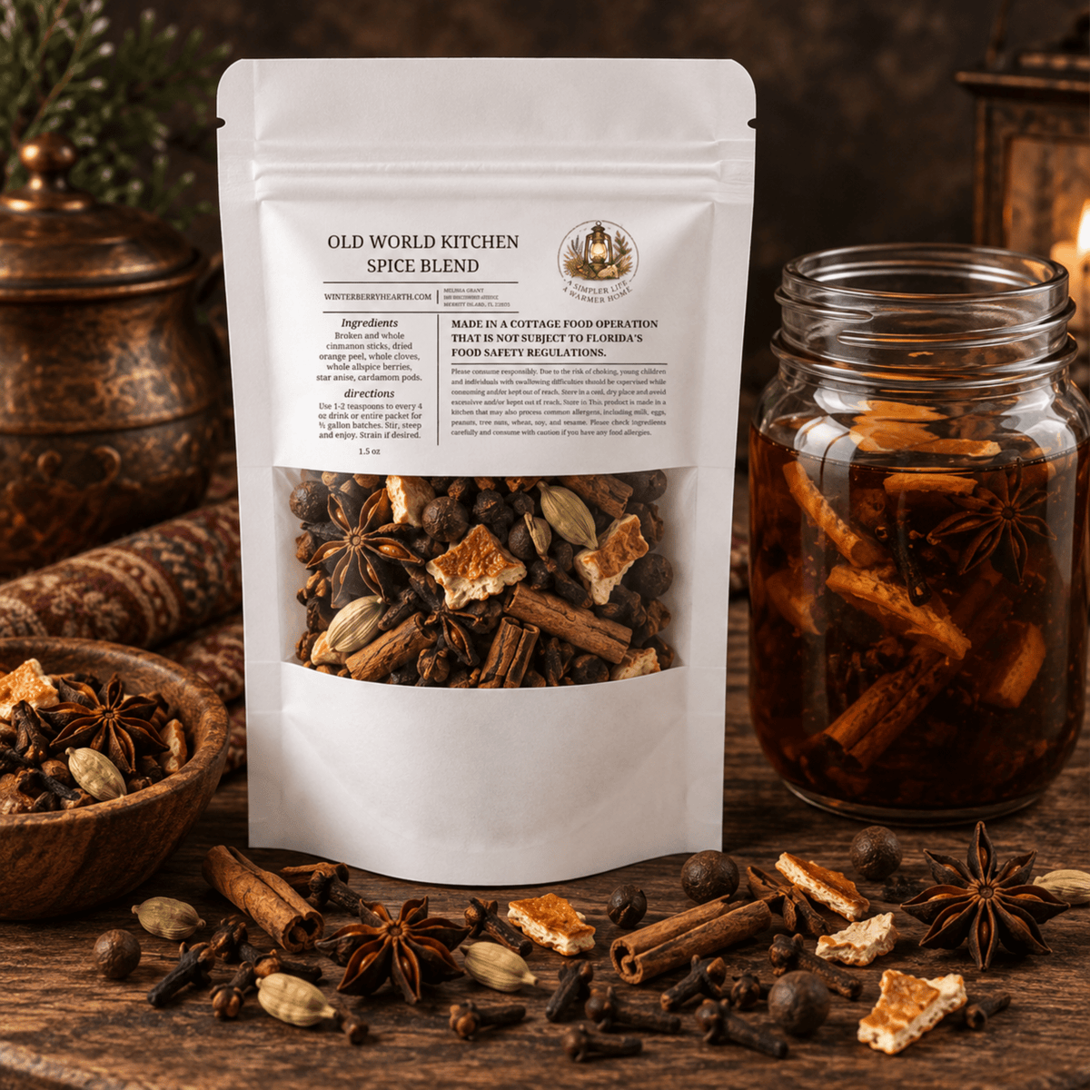 Old World Kitchen Mulling Spice Blend, Mulled Wine Drink Infusion - Winterberry Hearth