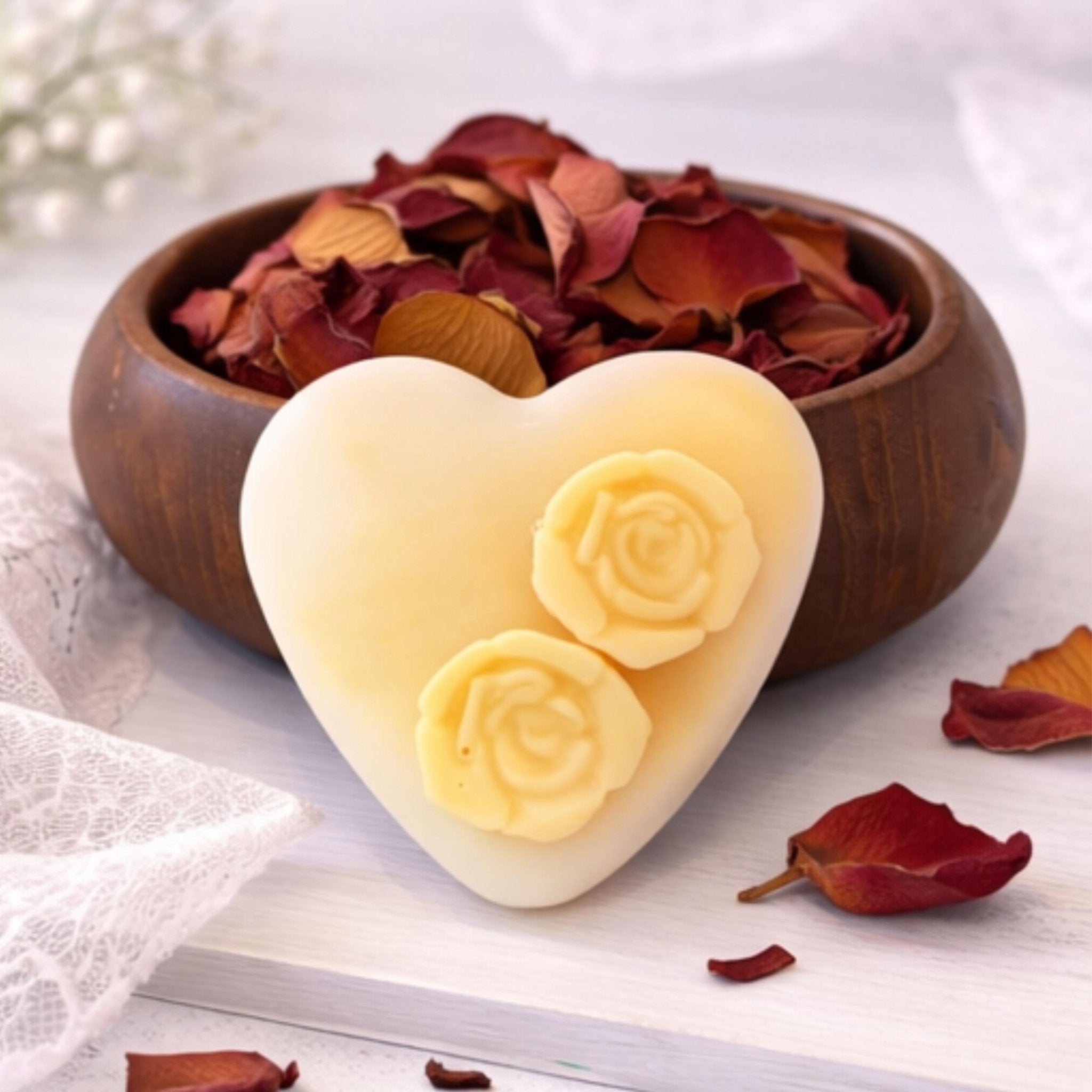 Ombre Heart Candle Warmer Wax Melt Disc, Custom Rose Floral Tart, Wickless Candle Diffuser - Winterberry Hearth