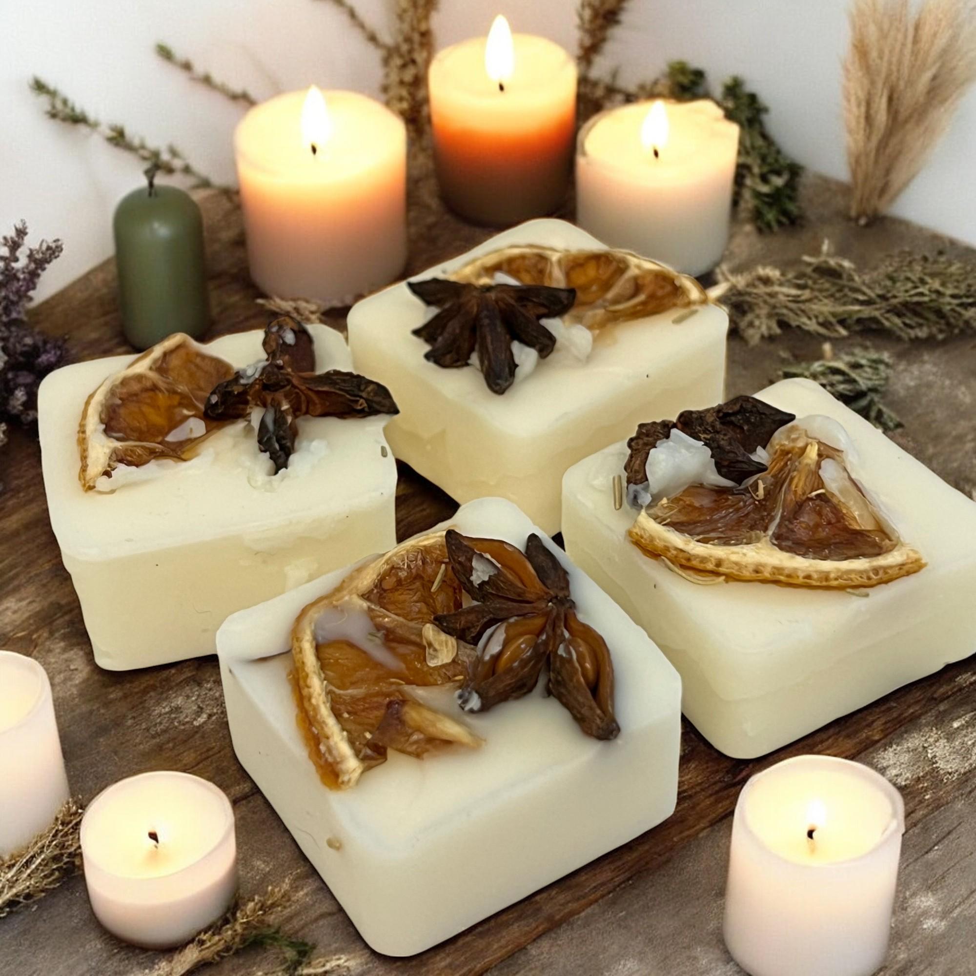 Orange & Star Anise Soy Wax Melt Cubes: Herb Infused Home Fragrance - Winterberry Hearth