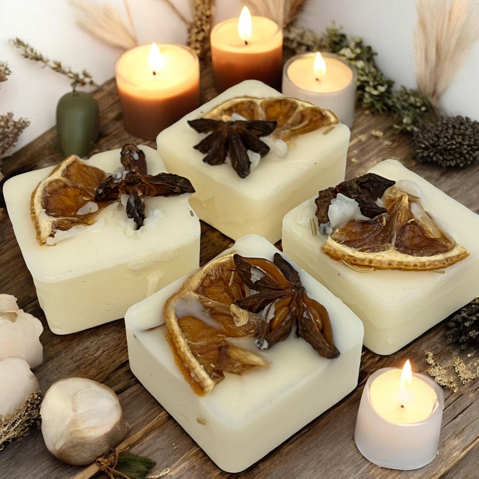 Orange & Star Anise Soy Wax Melt Cubes: Herb Infused Home Fragrance - Winterberry Hearth