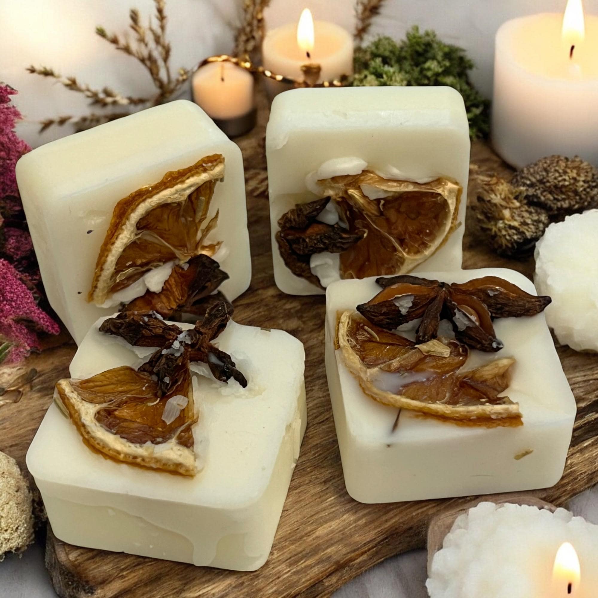Orange & Star Anise Soy Wax Melt Cubes: Herb Infused Home Fragrance - Winterberry Hearth