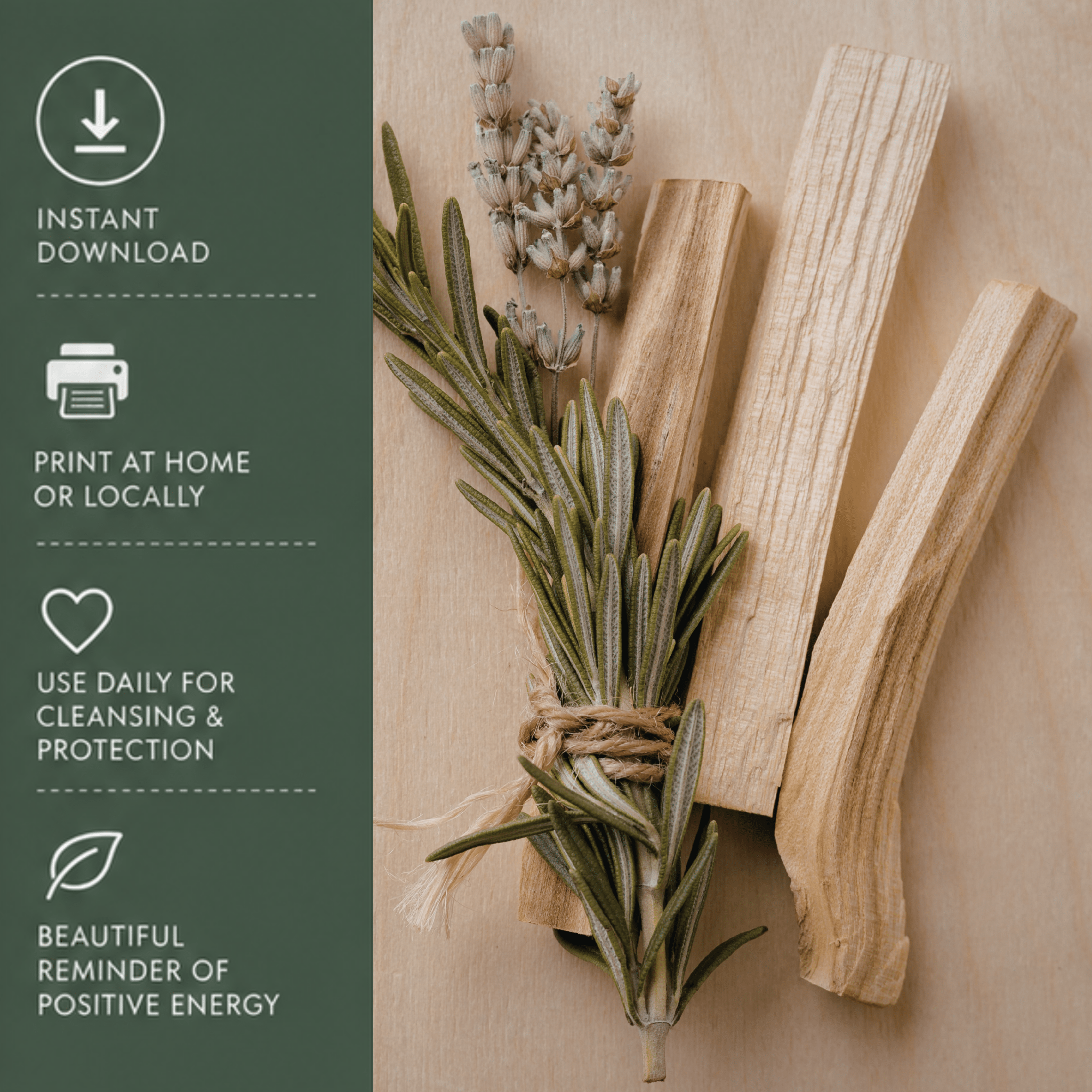 Palo Santo Smudging Prayer Card: Cleansing Ritual Instructions (Digital Card Printable) - Winterberry Hearth