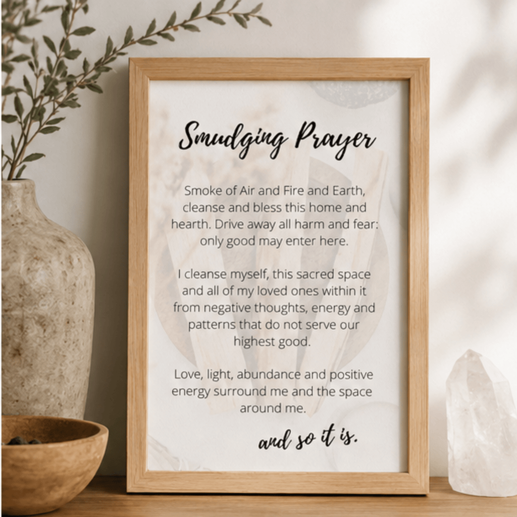 Palo Santo Smudging Prayer Card: Cleansing Ritual Instructions (Digital Card Printable) - Winterberry Hearth