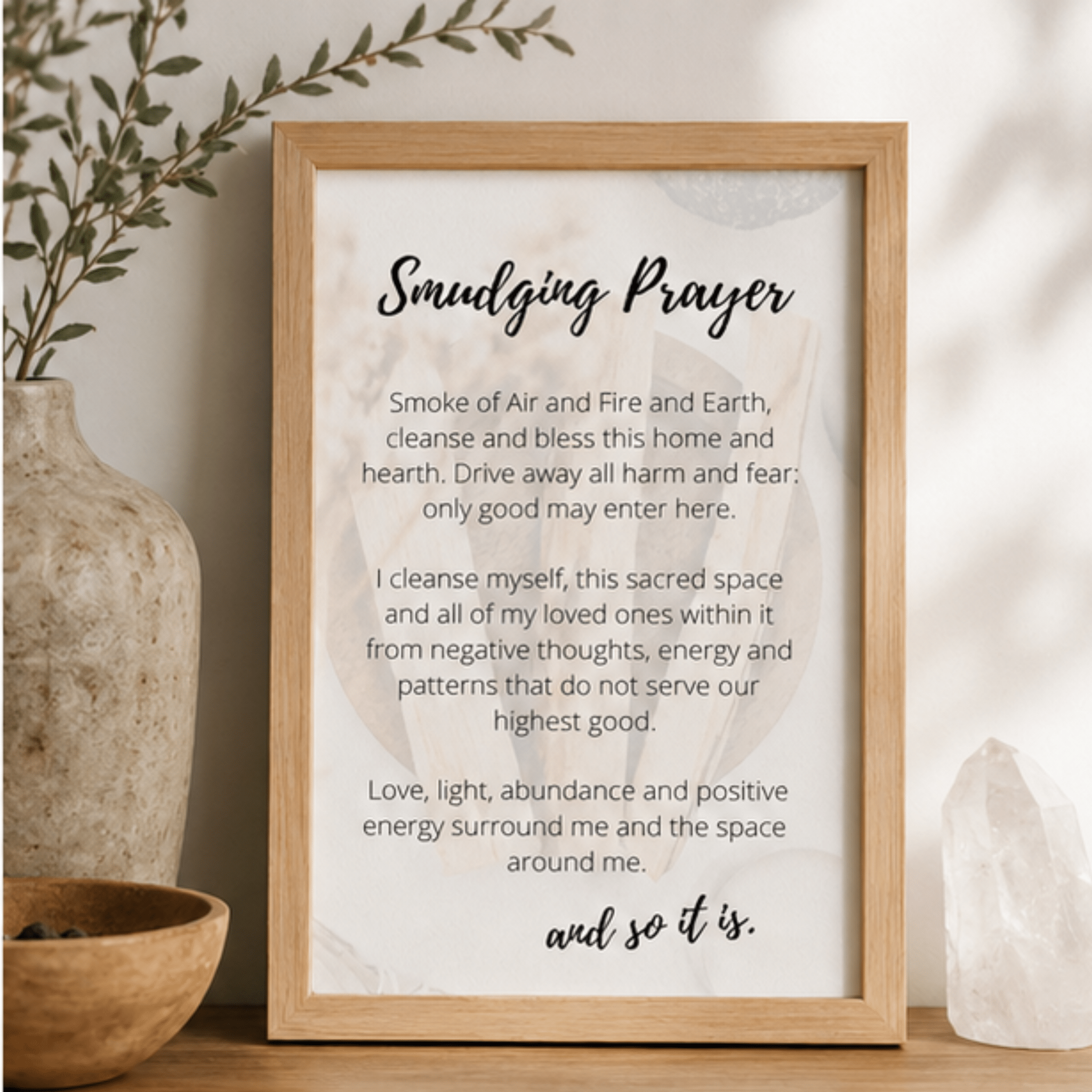Palo Santo Smudging Prayer Card: Cleansing Ritual Instructions (Digital Card Printable) - Winterberry Hearth