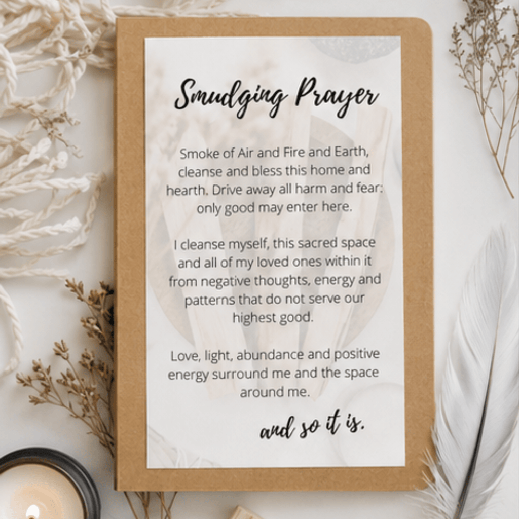 Palo Santo Smudging Prayer Card: Cleansing Ritual Instructions (Digital Card Printable) - Winterberry Hearth