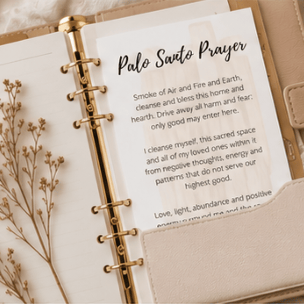 Palo Santo Smudging Prayer Card: Cleansing Ritual Instructions (Digital Card Printable) - Winterberry Hearth